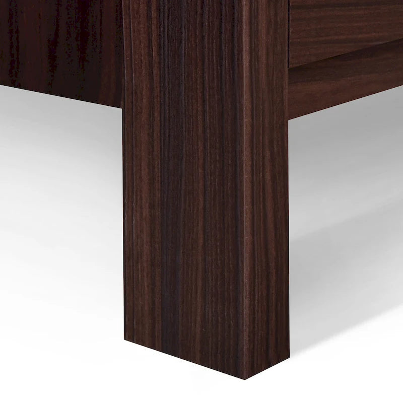Table de chevet contemporaine à 2 tiroirs avec finition aspect bois