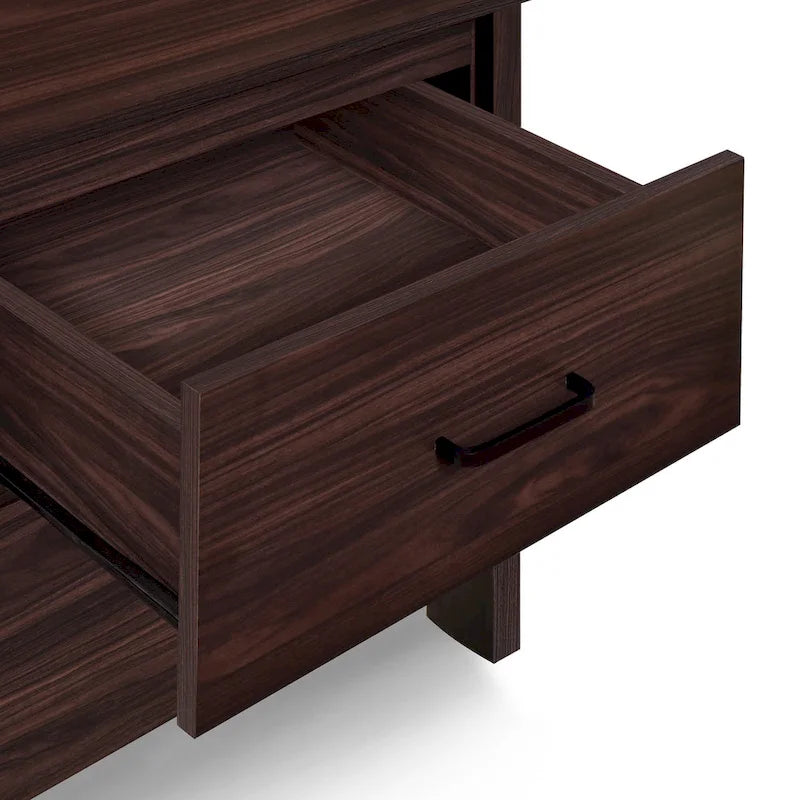 Table de chevet contemporaine à 2 tiroirs avec finition aspect bois