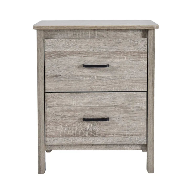 Table de chevet contemporaine à 2 tiroirs avec finition aspect bois