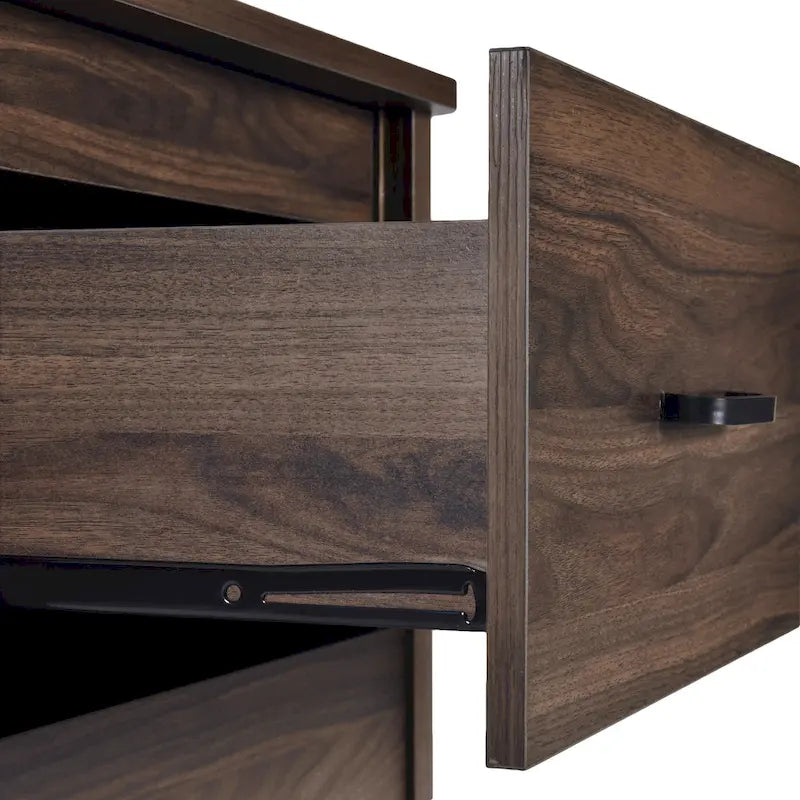 Table de chevet contemporaine à 2 tiroirs avec finition aspect bois