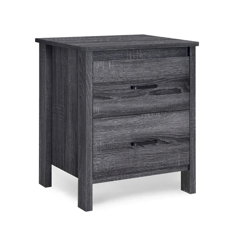 Table de chevet contemporaine à 2 tiroirs avec finition aspect bois
