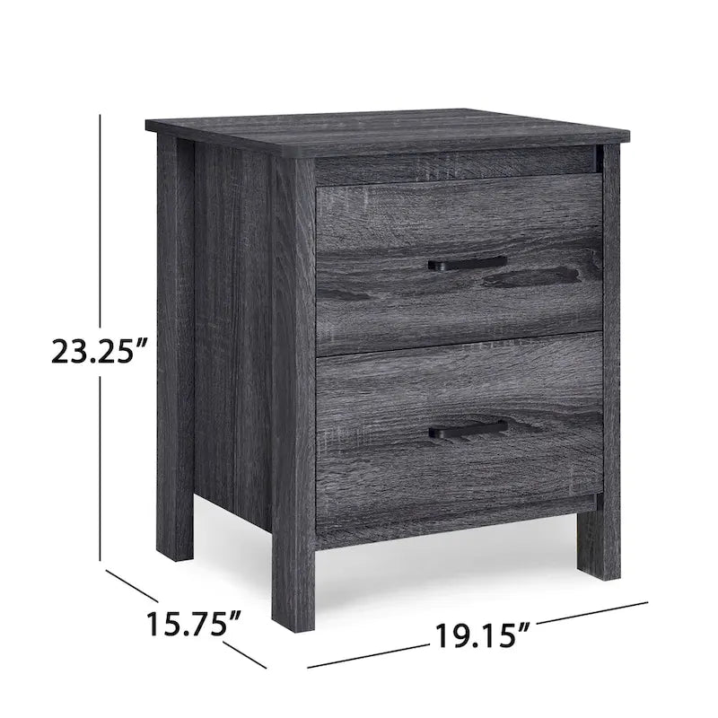 Table de chevet contemporaine à 2 tiroirs avec finition aspect bois