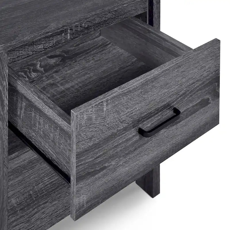Table de chevet contemporaine à 2 tiroirs avec finition aspect bois
