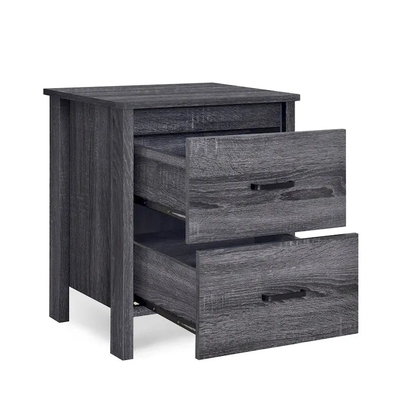 Table de chevet contemporaine à 2 tiroirs avec finition aspect bois