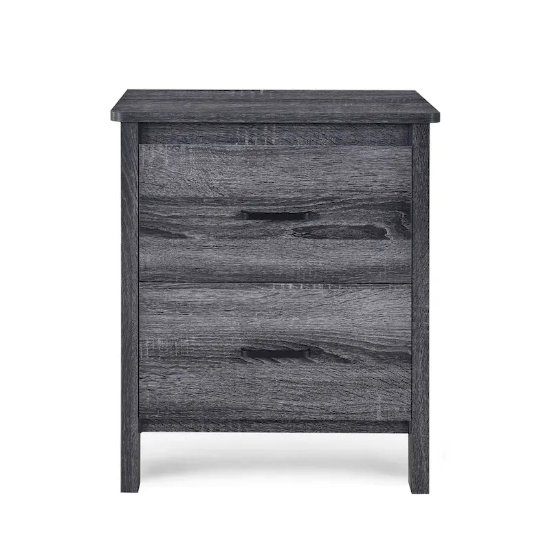 Table de chevet contemporaine à 2 tiroirs avec finition aspect bois