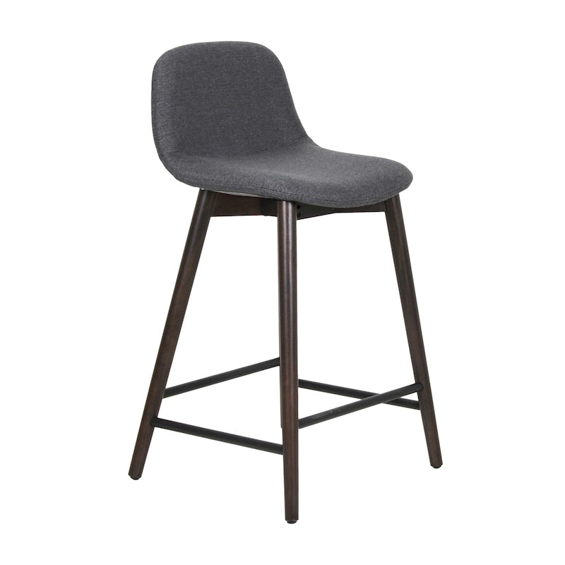Tabouret de comptoir rembourré à dossier bas avec repose-pieds