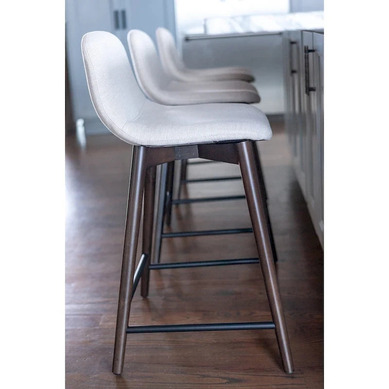Tabouret de comptoir rembourré à dossier bas avec repose-pieds
