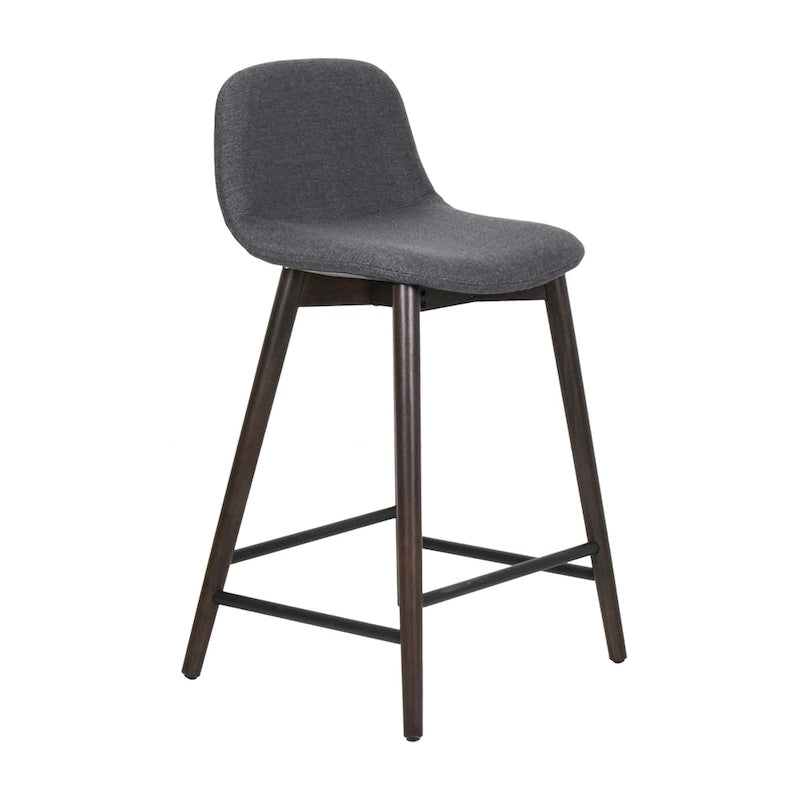 Tabouret de comptoir rembourré à dossier bas avec repose-pieds