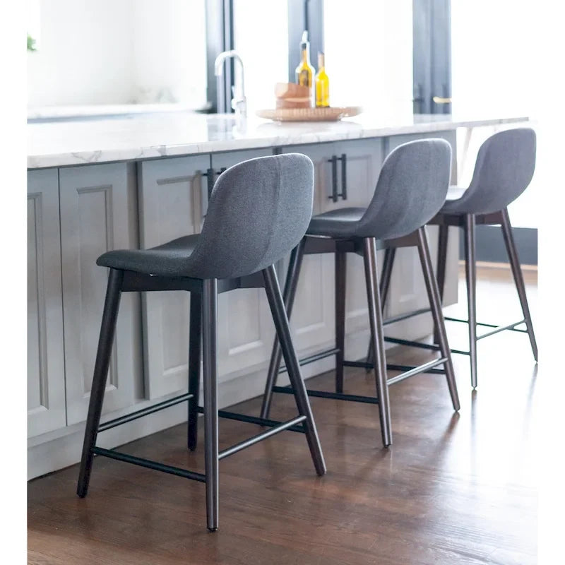 Tabouret de comptoir rembourré à dossier bas avec repose-pieds