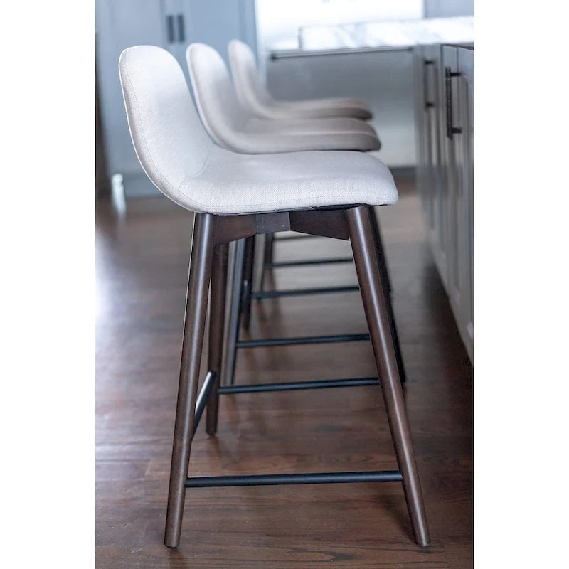 Tabouret de comptoir rembourré à dossier bas avec repose-pieds