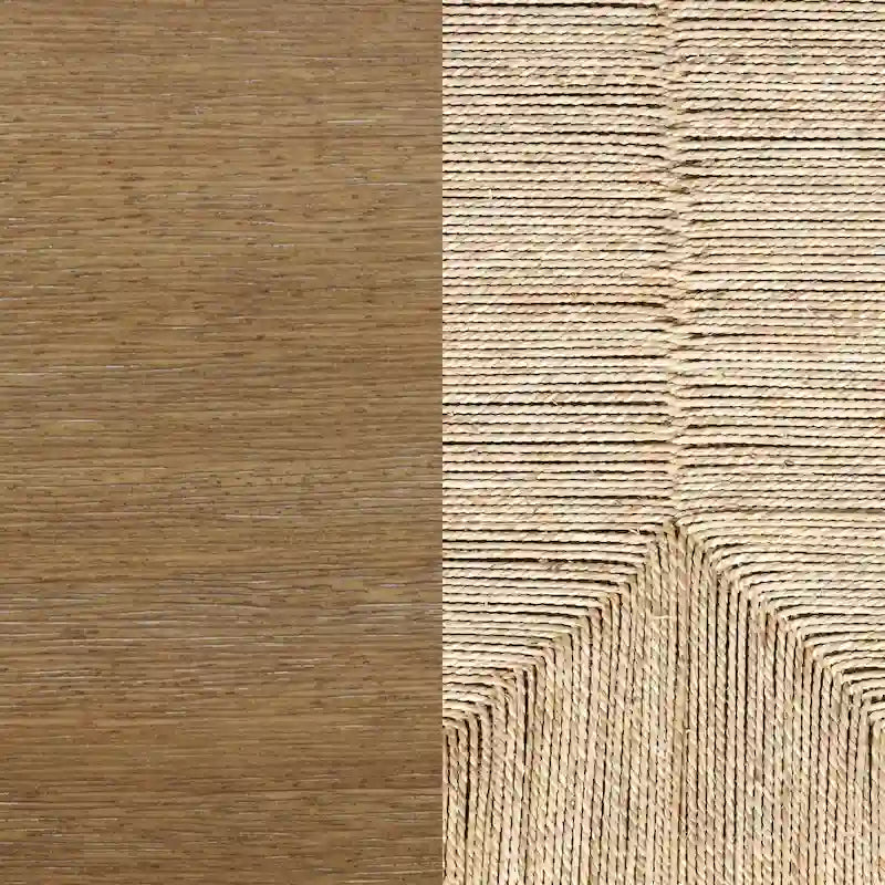 Banc bohème en herbe de mer tissée à la main avec rangement pour chaussures et cadre en bois massif