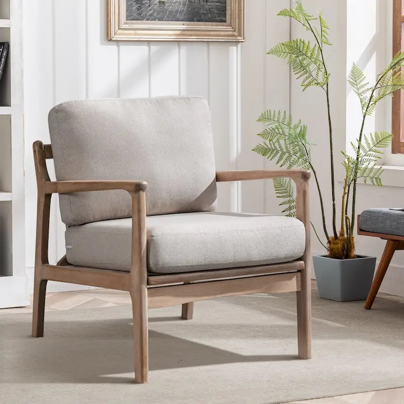 Fauteuil d'appoint lounge du milieu du siècle avec structure en bois massif