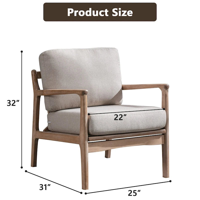 Fauteuil d'appoint lounge du milieu du siècle avec structure en bois massif