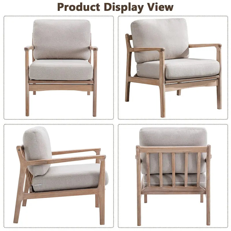 Fauteuil d'appoint lounge du milieu du siècle avec structure en bois massif