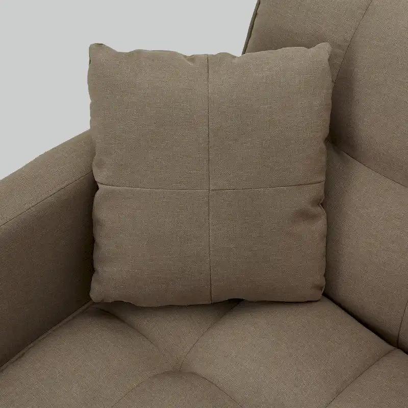 Canapé futon convertible avec dossier réglable, poches latérales et 2 oreillers
