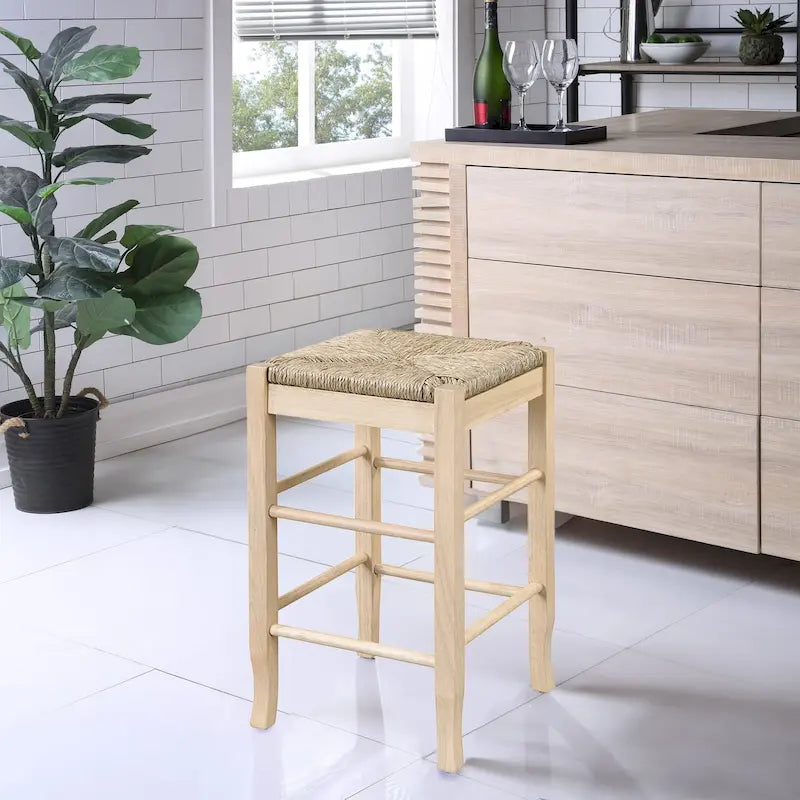 Tabouret de bar sans dossier en rotin