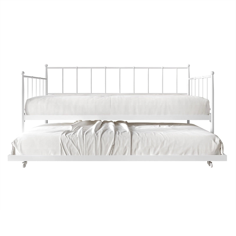 Lit de repos double minimaliste en métal avec lit gigogne - Aucun sommier tapissier requis | 3 couleurs