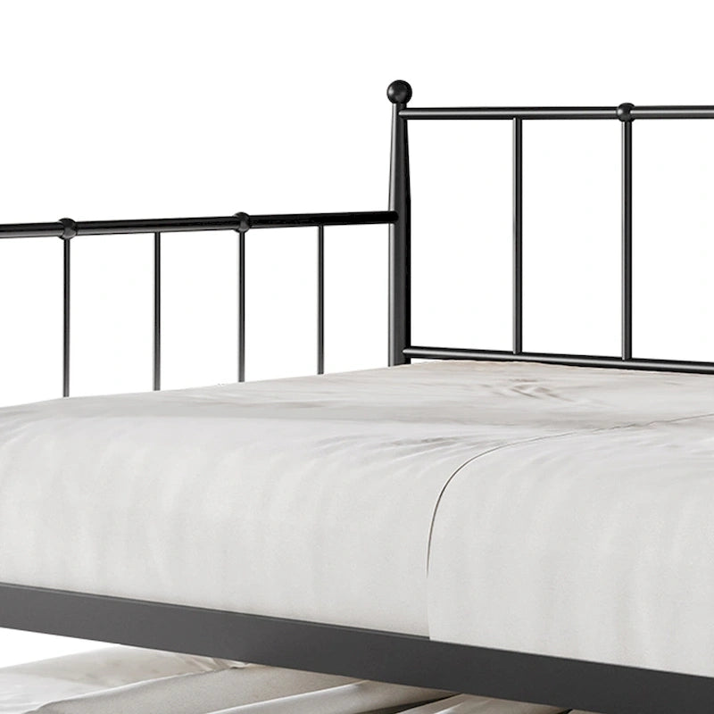 Lit de repos double minimaliste en métal avec lit gigogne - Aucun sommier tapissier requis | 3 couleurs