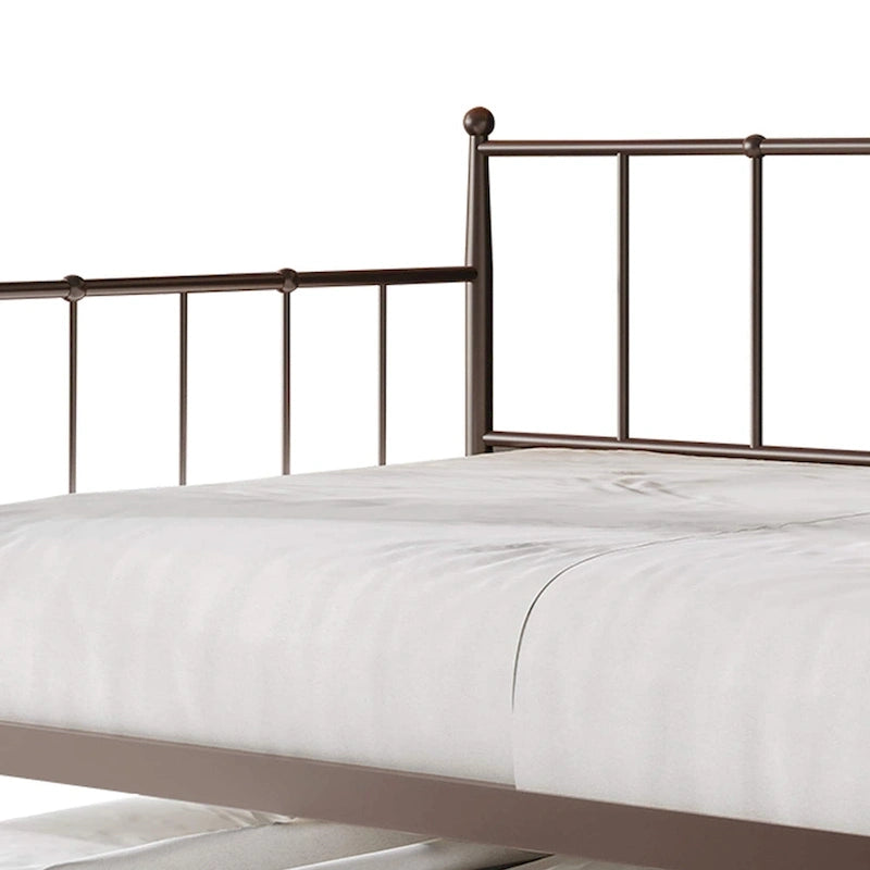 Lit de repos double minimaliste en métal avec lit gigogne - Aucun sommier tapissier requis | 3 couleurs