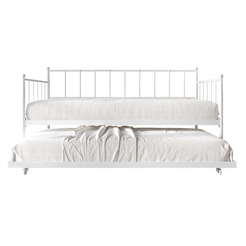 Lit de repos double minimaliste en métal avec lit gigogne - Aucun sommier tapissier requis | 3 couleurs