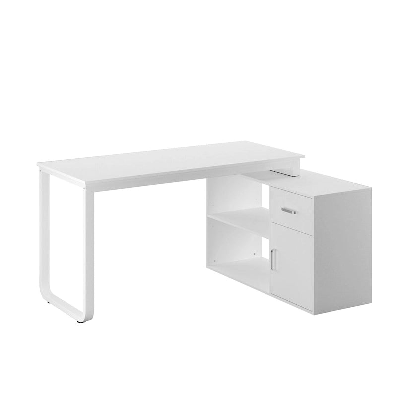 Bureau de direction en L avec caisson de rangement à tiroirs