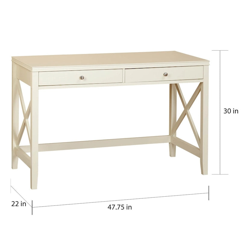 Bureau avec 2 tiroirs et quincaillerie métallique en X — 121,3 cm de large