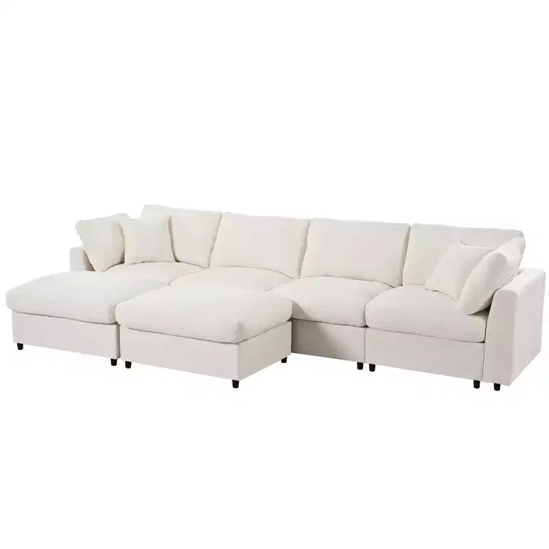 128.2W Modular Sectional Sofa, U-Shape Convertible Sofa Couch Set with Removable Ottomans 4S -ModernLuxe