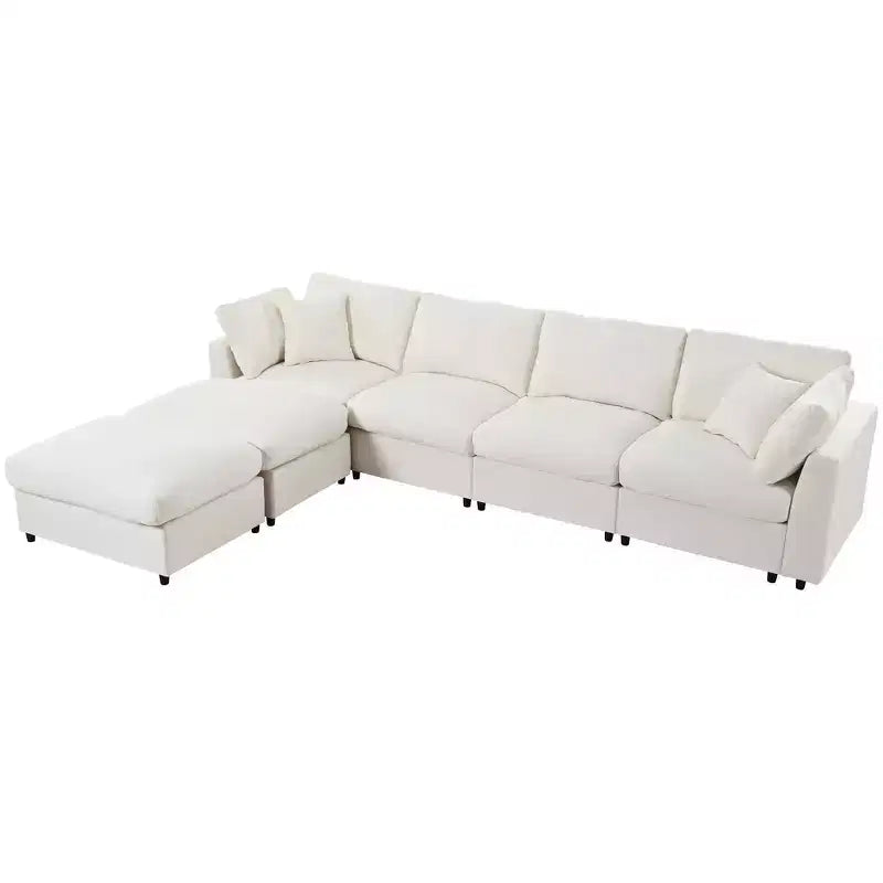 128.2W Modular Sectional Sofa, U-Shape Convertible Sofa Couch Set with Removable Ottomans 4S -ModernLuxe
