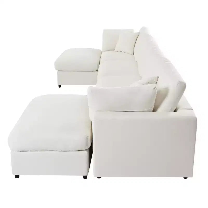 128.2W Modular Sectional Sofa, U-Shape Convertible Sofa Couch Set with Removable Ottomans 4S -ModernLuxe