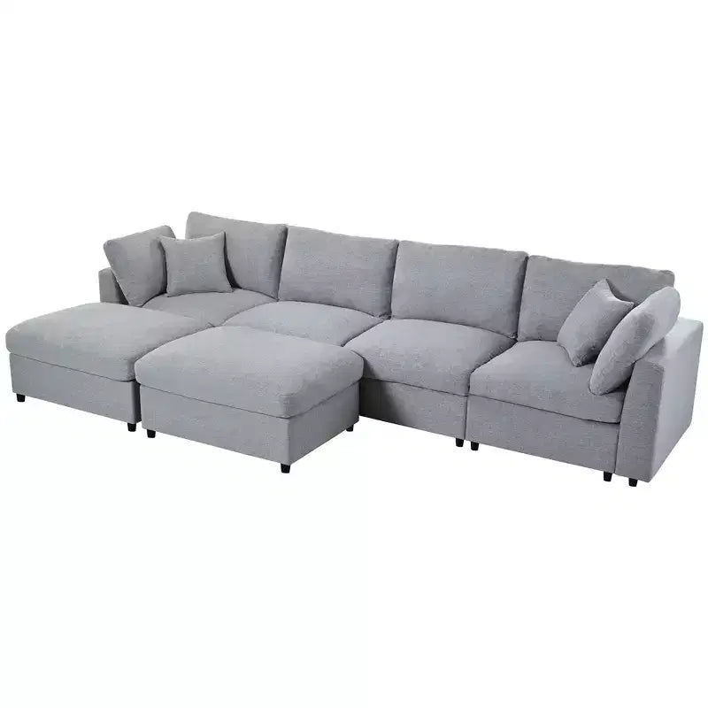 128.2W Modular Sectional Sofa, U-Shape Convertible Sofa Couch Set with Removable Ottomans 4S -ModernLuxe