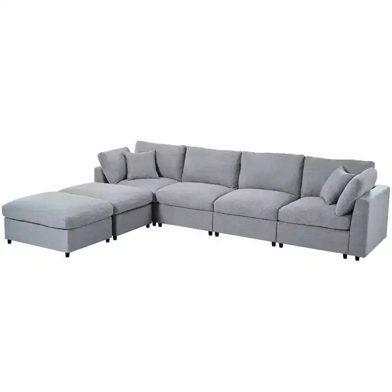 128.2W Modular Sectional Sofa, U-Shape Convertible Sofa Couch Set with Removable Ottomans 4S -ModernLuxe