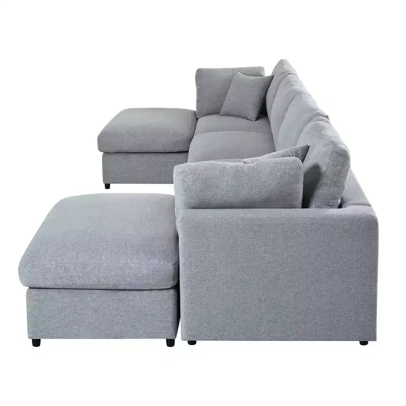 128.2W Modular Sectional Sofa, U-Shape Convertible Sofa Couch Set with Removable Ottomans 4S -ModernLuxe