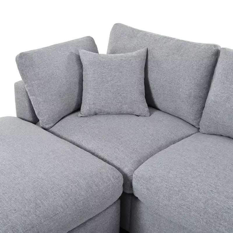 128.2W Modular Sectional Sofa, U-Shape Convertible Sofa Couch Set with Removable Ottomans 4S -ModernLuxe