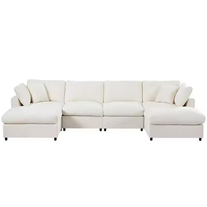 128.2W Modular Sectional Sofa, U-Shape Convertible Sofa Couch Set with Removable Ottomans 4S -ModernLuxe