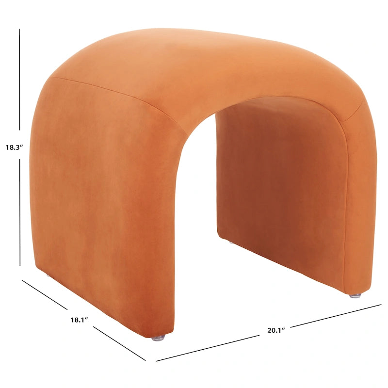 Pouf ottoman en velours incurvé cascade — 10 coloris | Repose-pieds d'appoint moderne