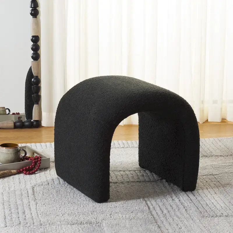 Pouf ottoman en velours incurvé cascade — 10 coloris | Repose-pieds d'appoint moderne