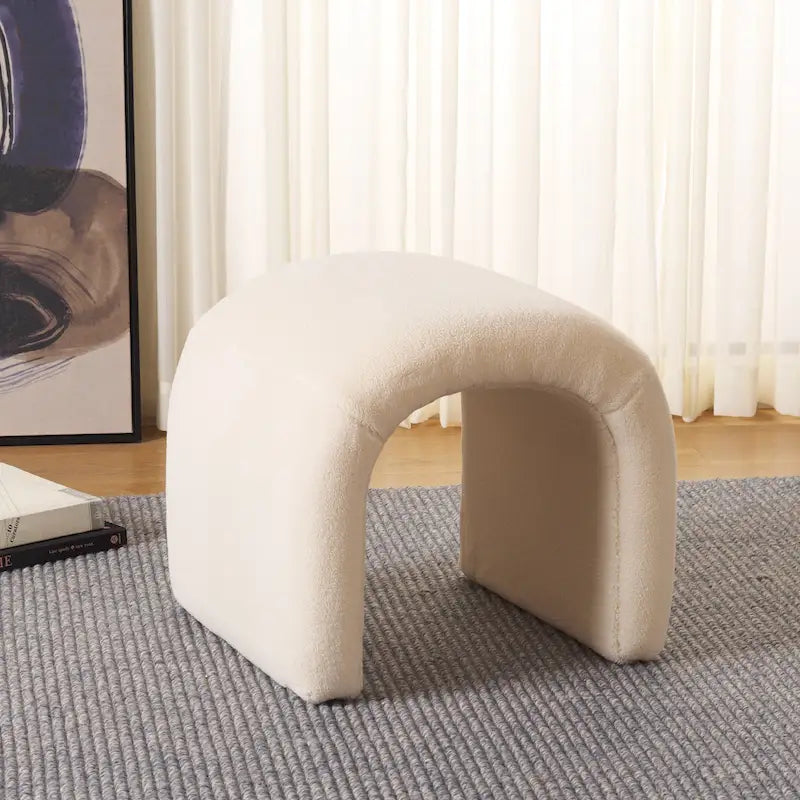 Pouf ottoman en velours incurvé cascade — 10 coloris | Repose-pieds d'appoint moderne