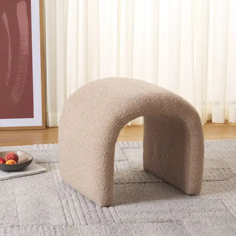 Pouf ottoman en velours incurvé cascade — 10 coloris | Repose-pieds d'appoint moderne