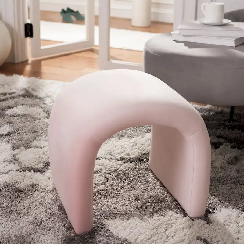 Pouf ottoman en velours incurvé cascade — 10 coloris | Repose-pieds d'appoint moderne