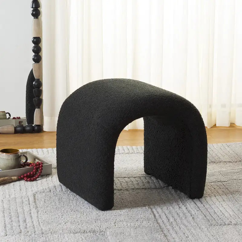 Pouf ottoman en velours incurvé cascade — 10 coloris | Repose-pieds d'appoint moderne