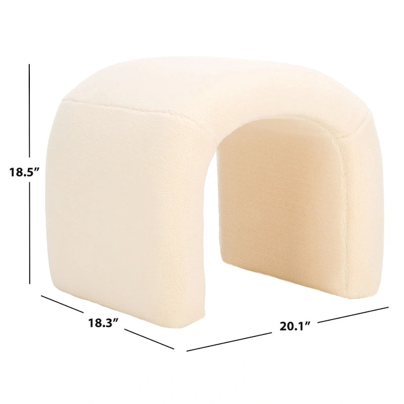Pouf ottoman en velours incurvé cascade — 10 coloris | Repose-pieds d'appoint moderne