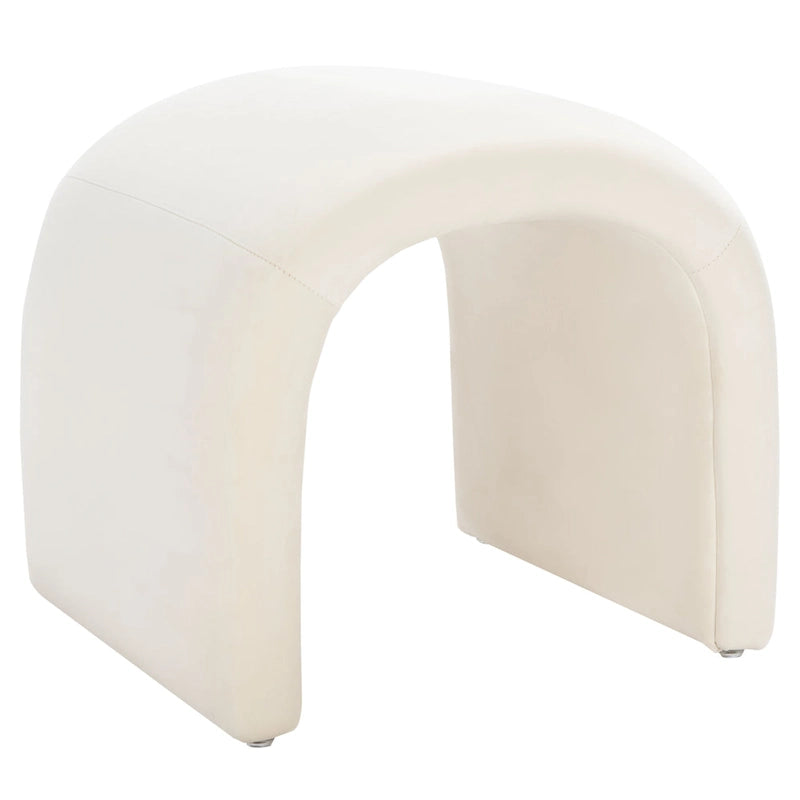 Pouf ottoman en velours incurvé cascade — 10 coloris | Repose-pieds d'appoint moderne