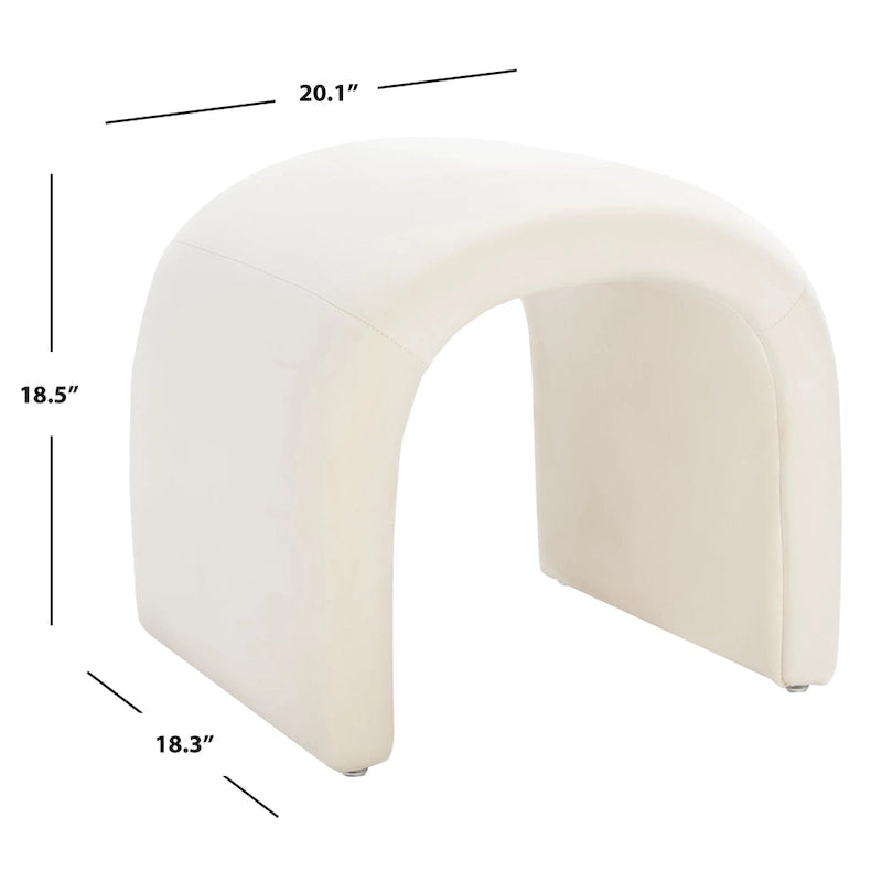 Pouf ottoman en velours incurvé cascade — 10 coloris | Repose-pieds d'appoint moderne