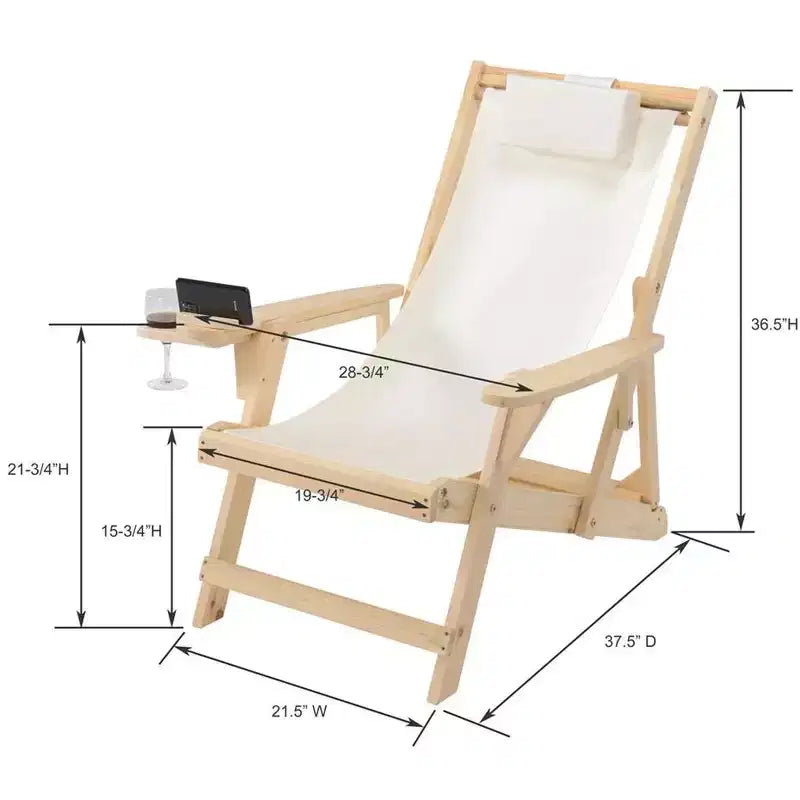 Jiallo Romantic Collection Canvas Sling Chairs with Cup and Wine Holder and end table