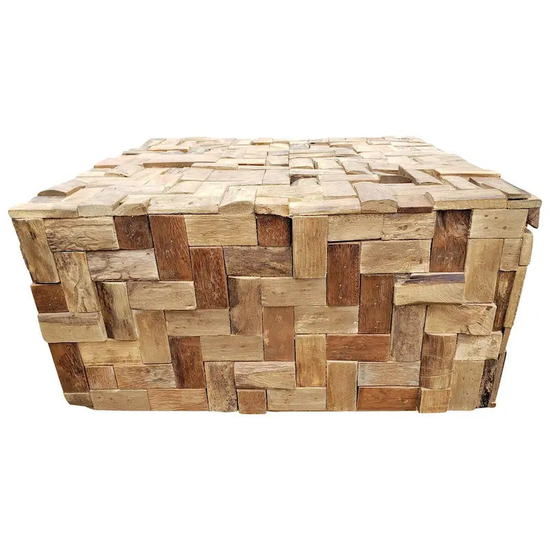 Table basse puzzle en bois de teck recyclé de 32 pouces