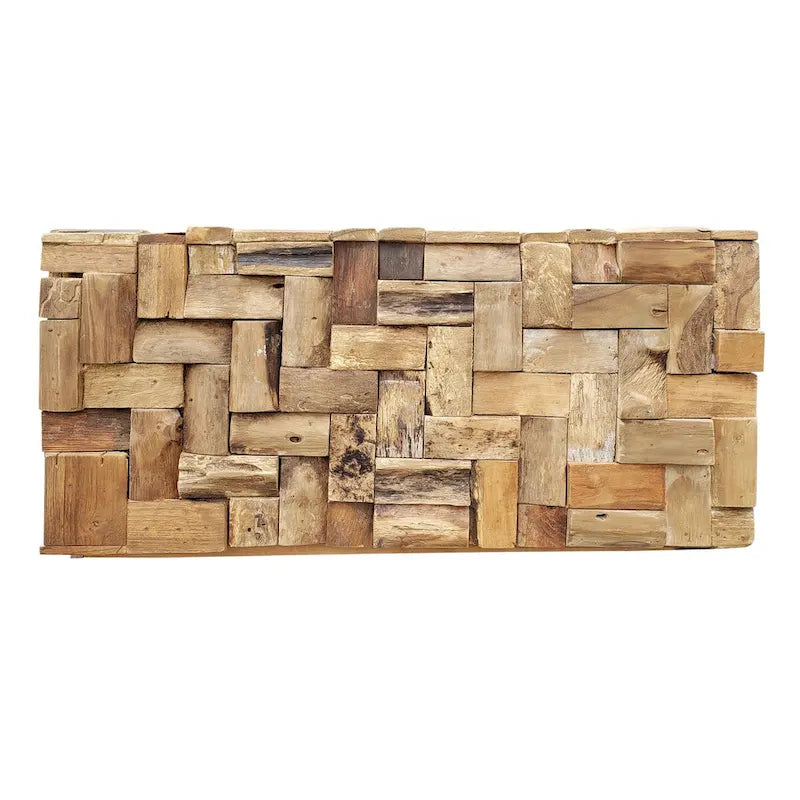 Table basse puzzle en bois de teck recyclé de 32 pouces