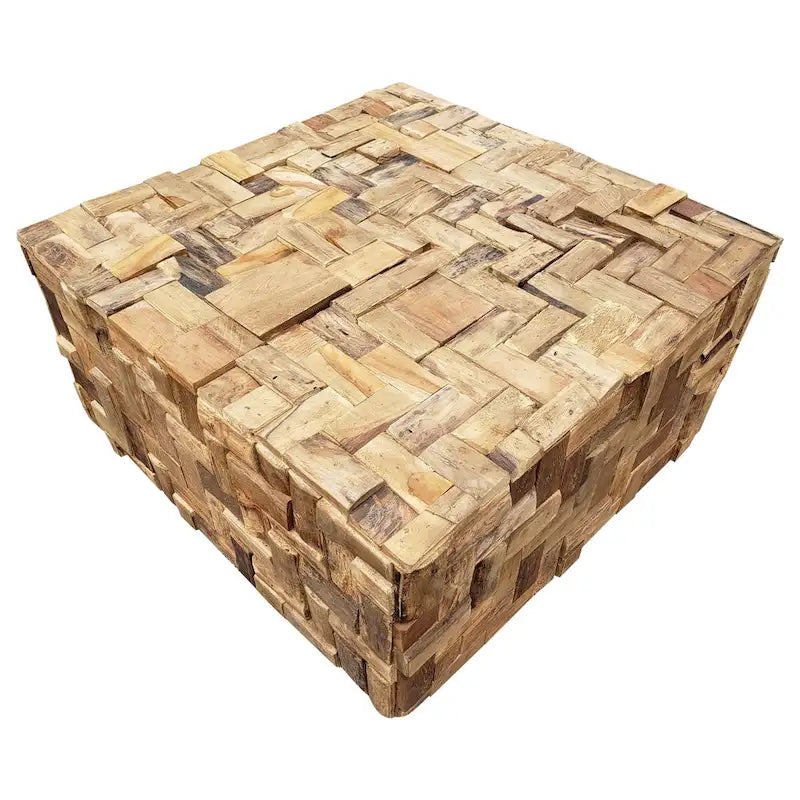 Table basse puzzle en bois de teck recyclé de 32 pouces