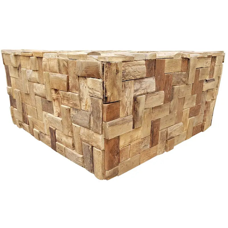 Table basse puzzle en bois de teck recyclé de 32 pouces