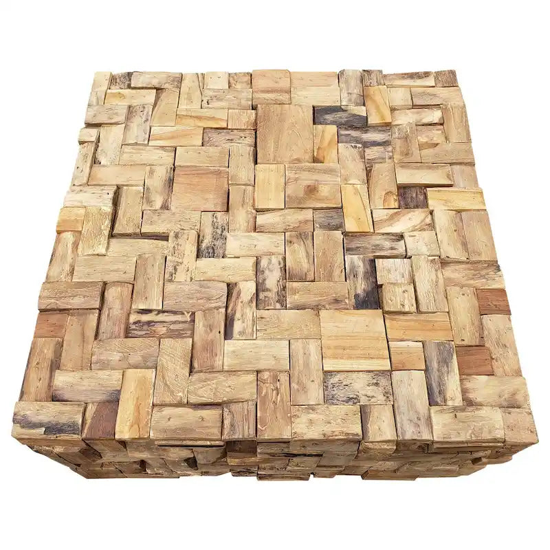 Table basse puzzle en bois de teck recyclé de 32 pouces
