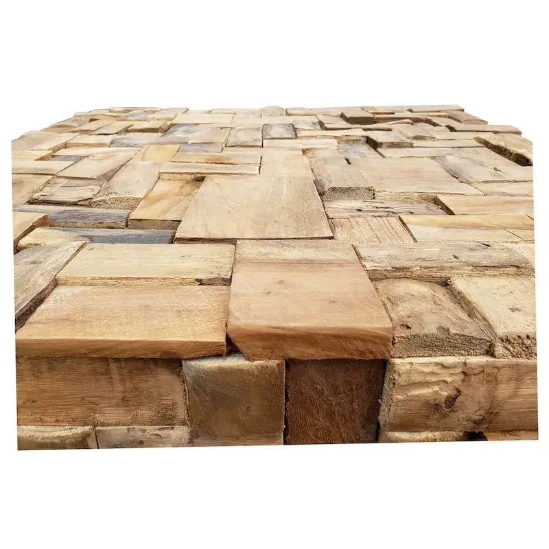 Table basse puzzle en bois de teck recyclé de 32 pouces